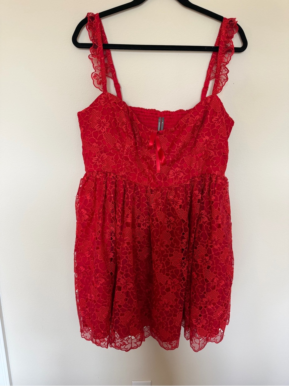 Anthropologie Red Lace Babydoll Dress XL